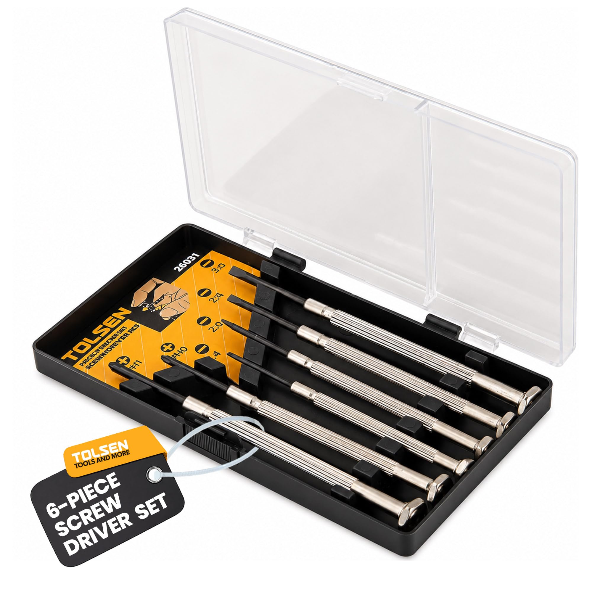 Tolsen Mini Precision Screwdriver Set for Glasses, Watches, Electronics 6pc