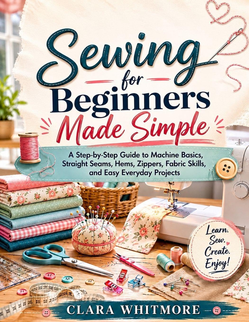 Sewing for Beginners Made Simple: A Step-by-Step Guide to Machine Basics, Straight Seams, Hems, Zippers, Fabric Skills, and Easy Everyday Projects