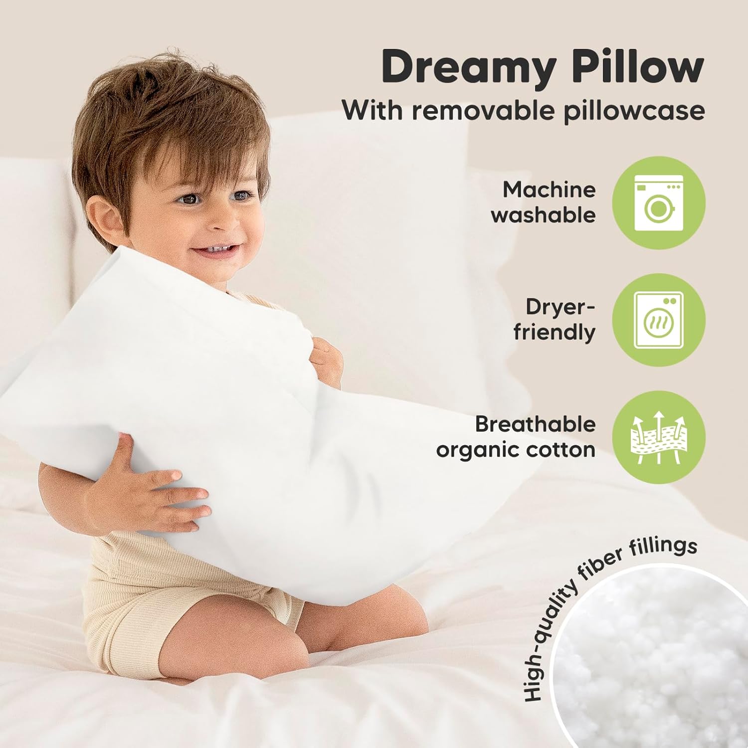 KeaBabies Toddler Pillow with Pillowcase and 2-Pack Toddler Pillow - 13X18 Soft Cotton Toddler Pillows for Sleeping - Kids Pillows, Soft Cotton Toddler Pillows for Sleeping