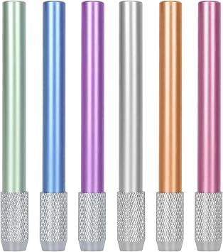 YOUSHARES Aluminum Assorted Colors Pencil Lengthener Pencil Extender Holder for Colored Pencils in Regular Size 6 Pcs