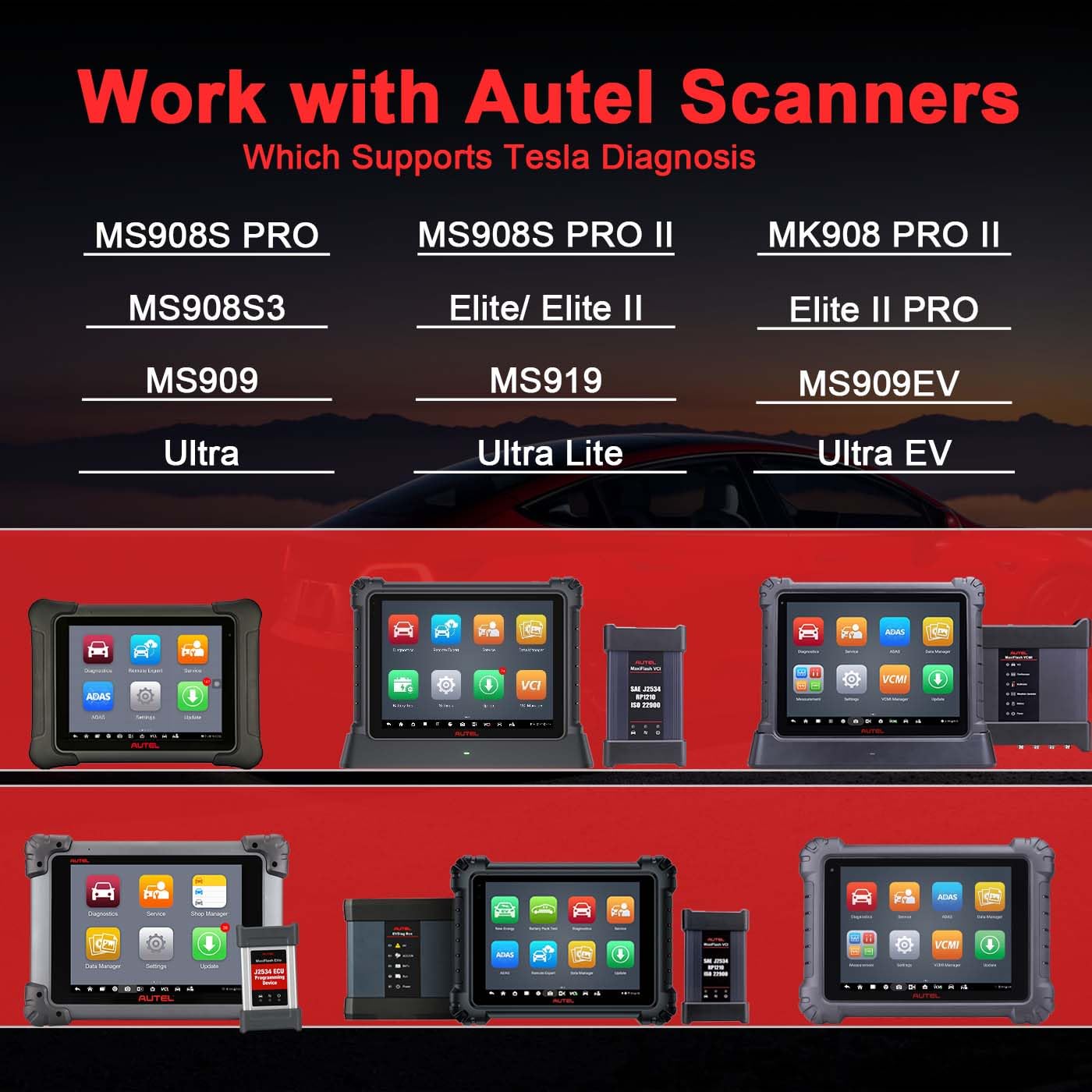 Autel Original Diagnostic Cable TCAN003 for Tesla Model 3, Y, S, X, Upgraded 20 Pin+12 Pin to 16 Pin OBDII Adapter, OBD2 Connector, Work with Scanner Ultra, MS919, MS909, Elite, MS908S PRO, MK908 PRO