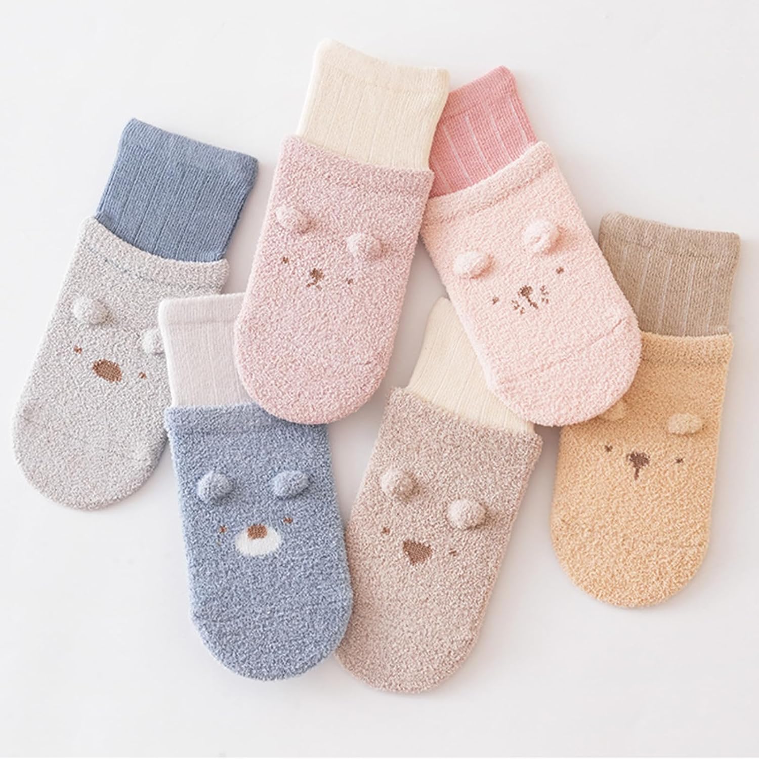 Nonslip Baby Cartoon Bear Floor Socks Rubber Soles Breathable Warm First Walkers 0-5Y Baby Winter Accessories Infant Floor