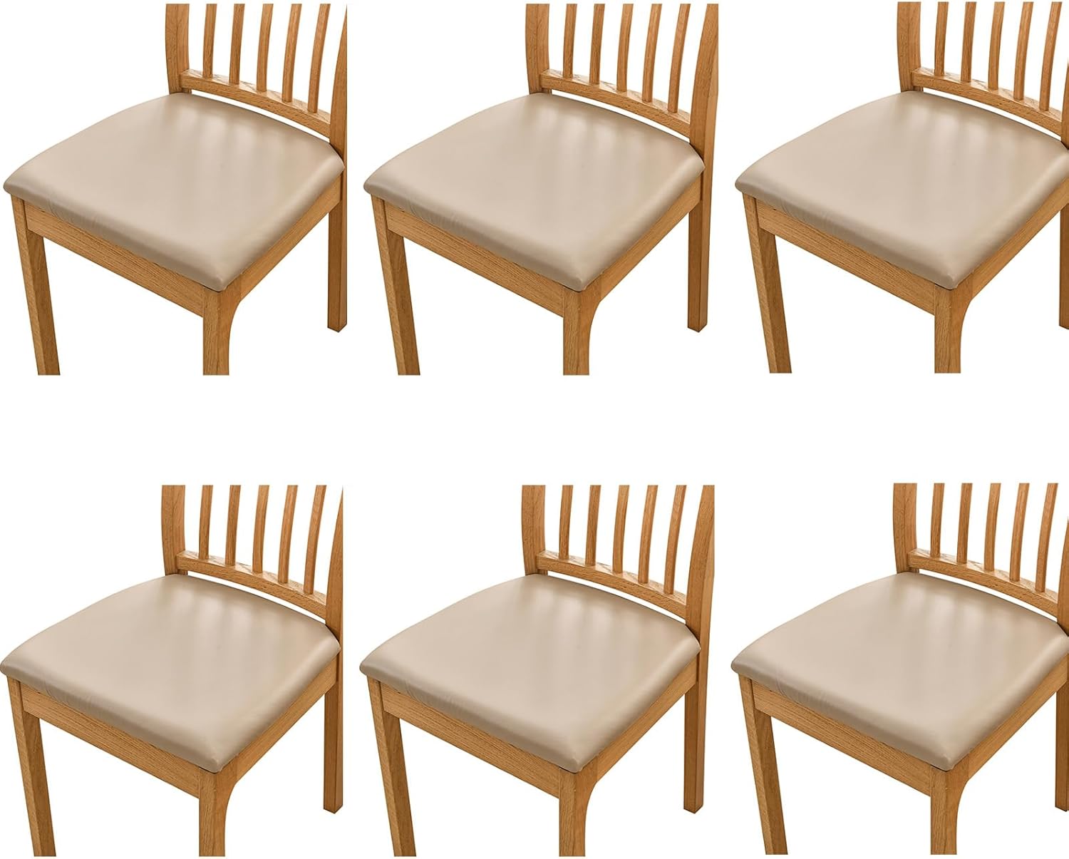 Muka 6pcs Waterproof PU Leather Dining Chair Seat Covers Removable Chair Seat Cushion Cover Chair Seat Slipcovers Protector