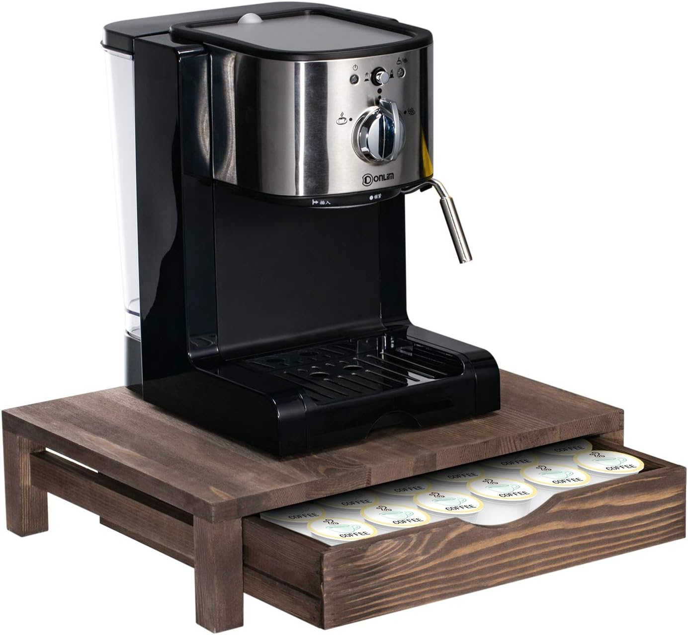 K Cup Coffee Pods Rack Drawer, Coffee Pod Holder for Keuig Coffee, Holds 30 Coffee Capsules Kitchen Organizer, Wood