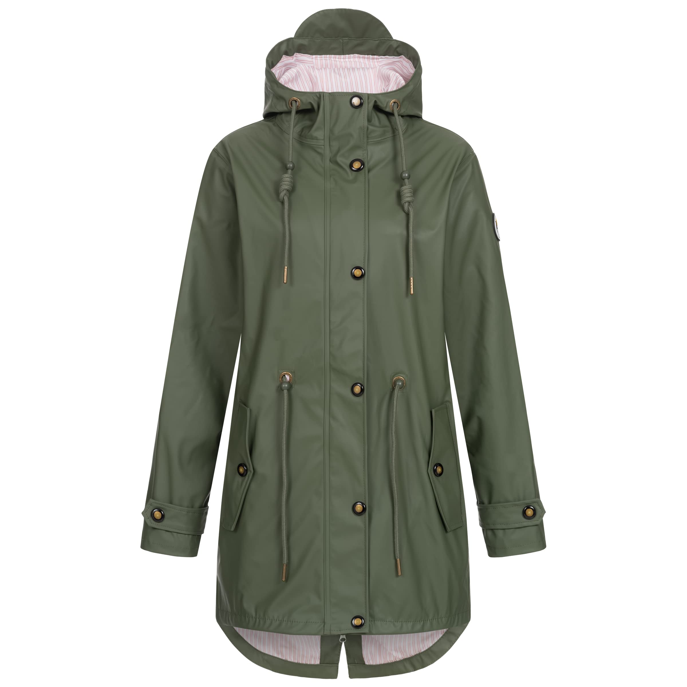 Ankerglut Damen Damen Friesennerz Regenmantel Regenjacke mit Kapuze Wasserdicht Wetterfest Windbreaker Übergangsjacke #Ankerglutliebe Regenjacke