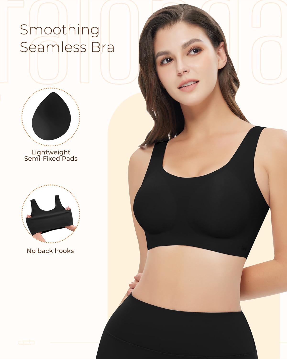Pullover Wireless Bras for Women, Seamless Full Coverage Comfortable U Neck No Underwire T-Shirt Bra - Image 4