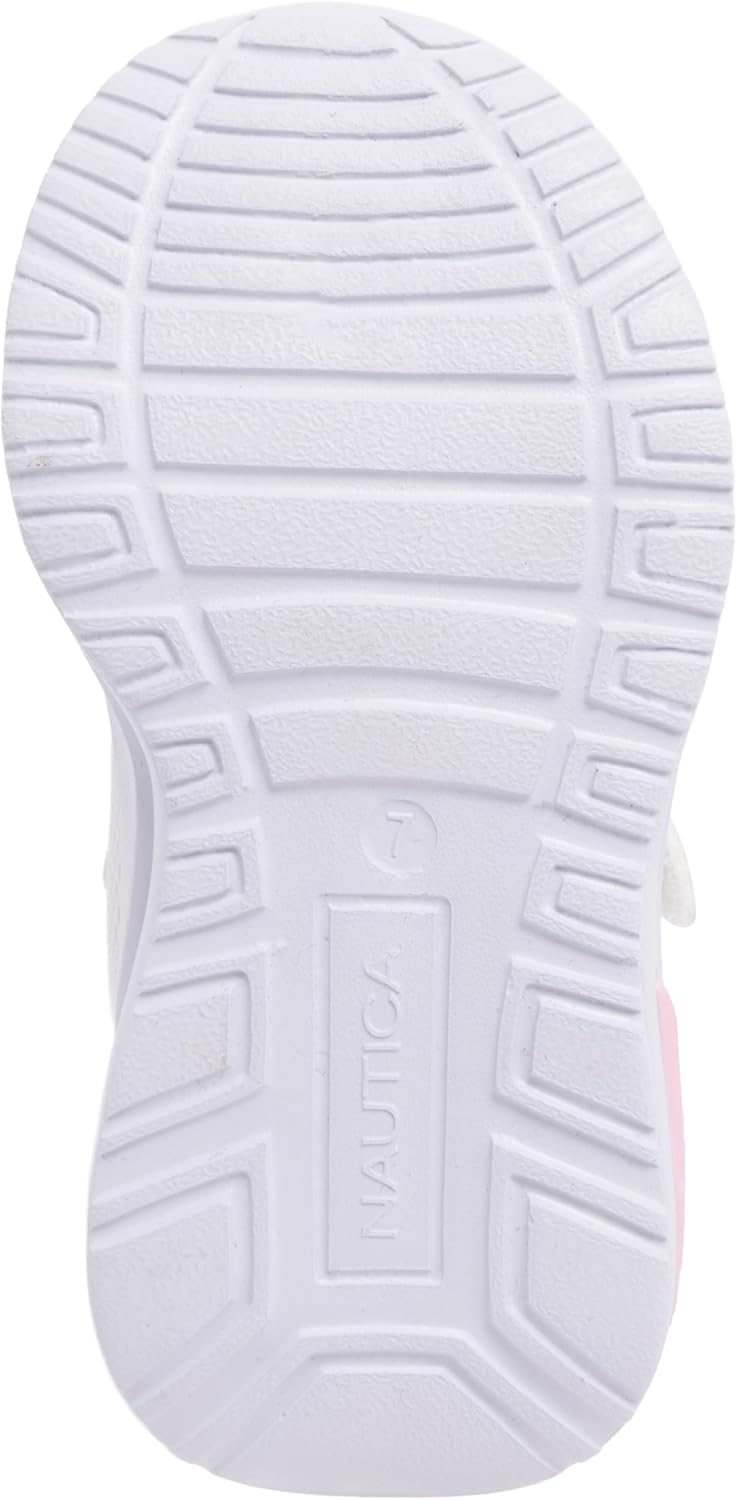 Nautica Kids Girls Athletic Sneakers - Comfortable Running Shoes with Adjustable Hook and Loop Strap, Toddler/Little Kid Sizes