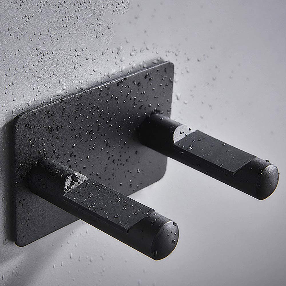 TopHomer Soporte para secador de pelo sin punzones, soporte de pared para secador de pelo, soporte simple de aluminio para baño, dormitorio, baño, barbería-plata+negro