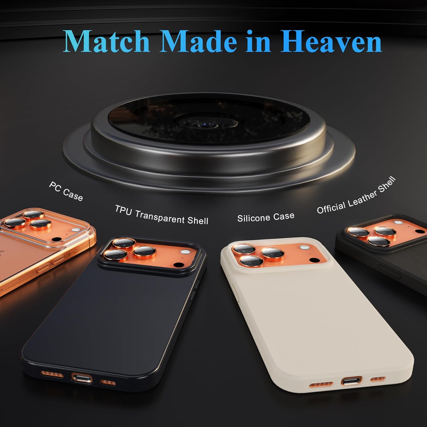 YWXTW Camera Lens Protector for iPhone 17 Pro/iPhone 17 Pro Max, [1 Step Installation Tray] Tempered Glass Screen Protector Metal Individual Camera Cover Accessories Case Friendly (Cosmic Orange-2Pack)