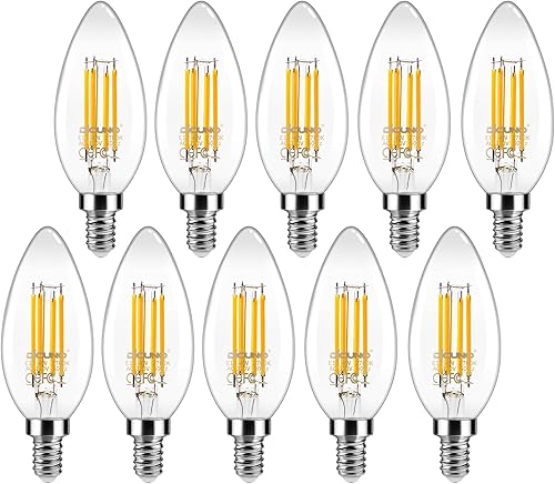 Miniatura 9 de DiCUNO Bombilla LED de candelabro E12 equivalente a 40 W, 550 lúmenes, blanco natural 4000 K, bombilla de filamento LED transparente B11 de 4 W, no