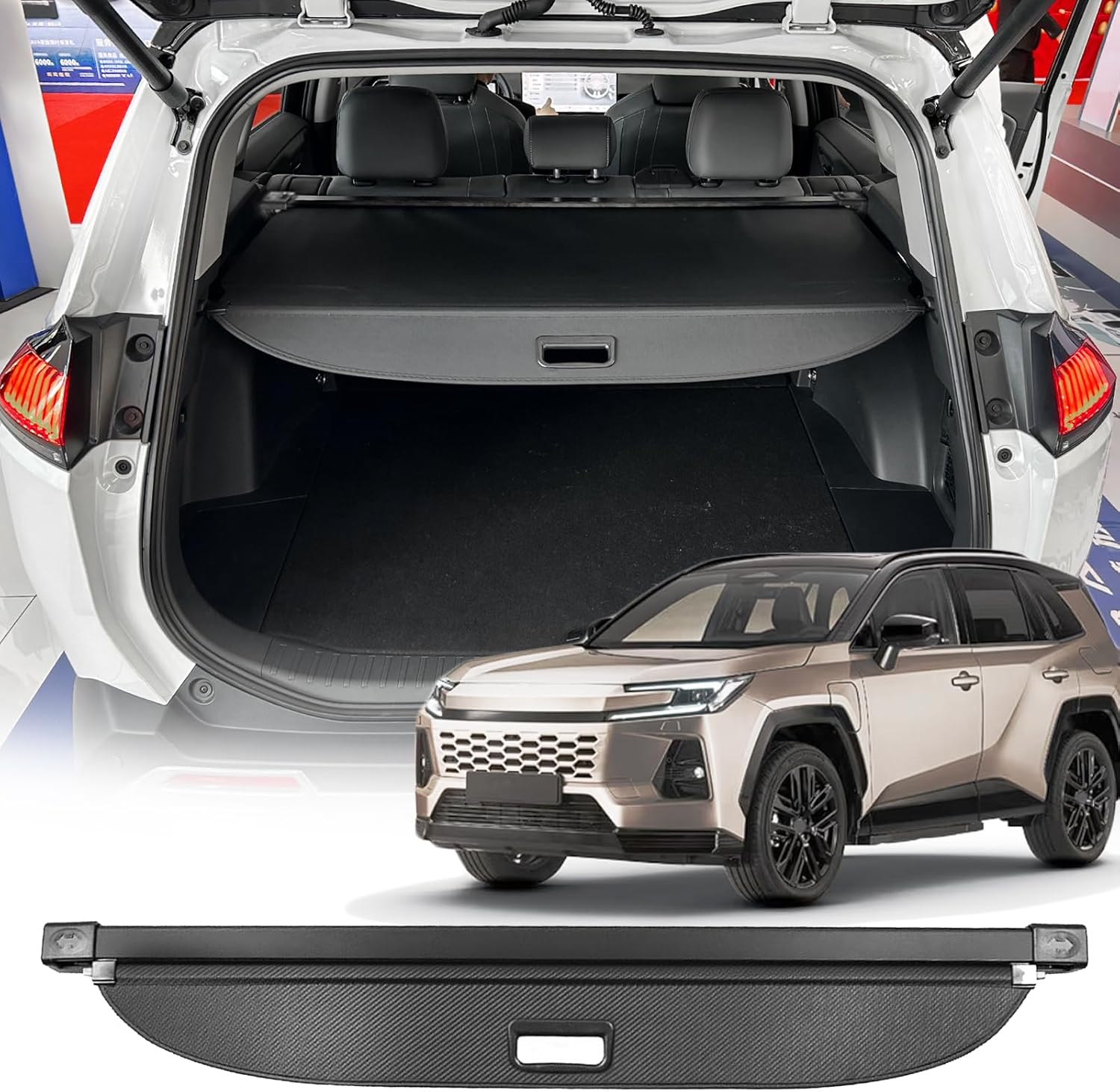 Cargo Cover for All-New Toyota RAV4 2026 Accessories,for 2026 Toyota RAV4 Cargo Cover Trunk Cover Rear Trunk Security Shielding Shade (Carbon Fiber Look, for 2026+ RAV4)