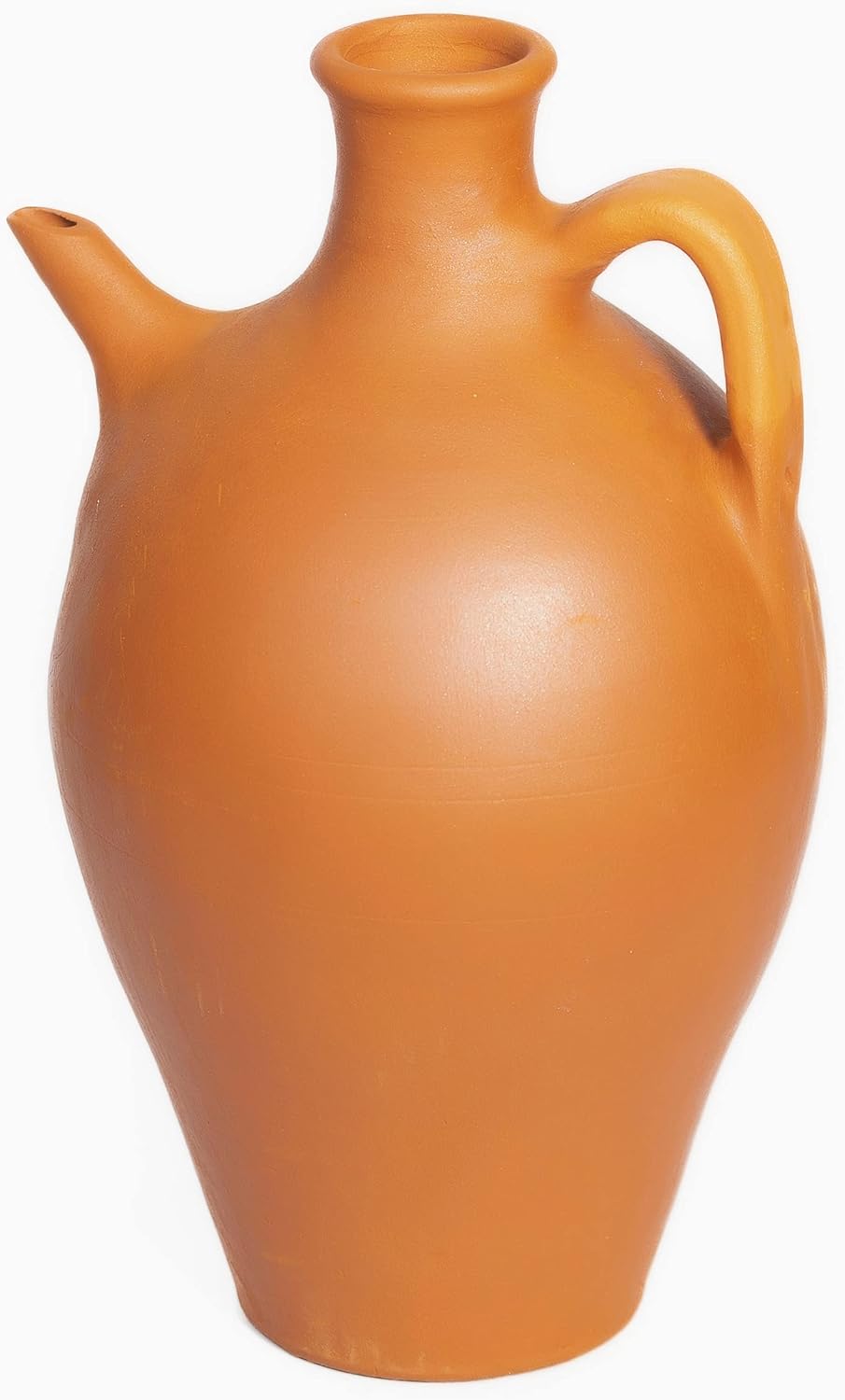 Hakan Handmade Traditional Unglazed Clay Pitcher with Spout, Natural