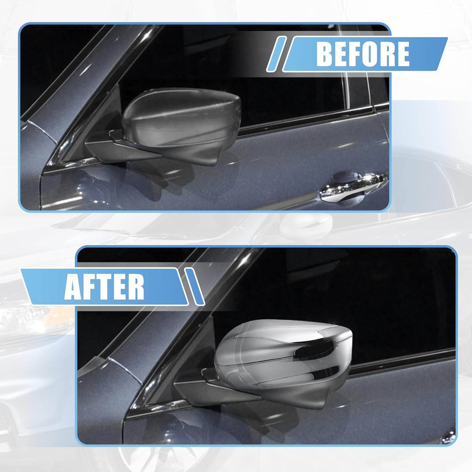 X AUTOHAUX Pair Car Exterior Chrome Plated Power Top Half Mirror Cover Cap for Honda Accord 2008 2009 2010 2011 2012