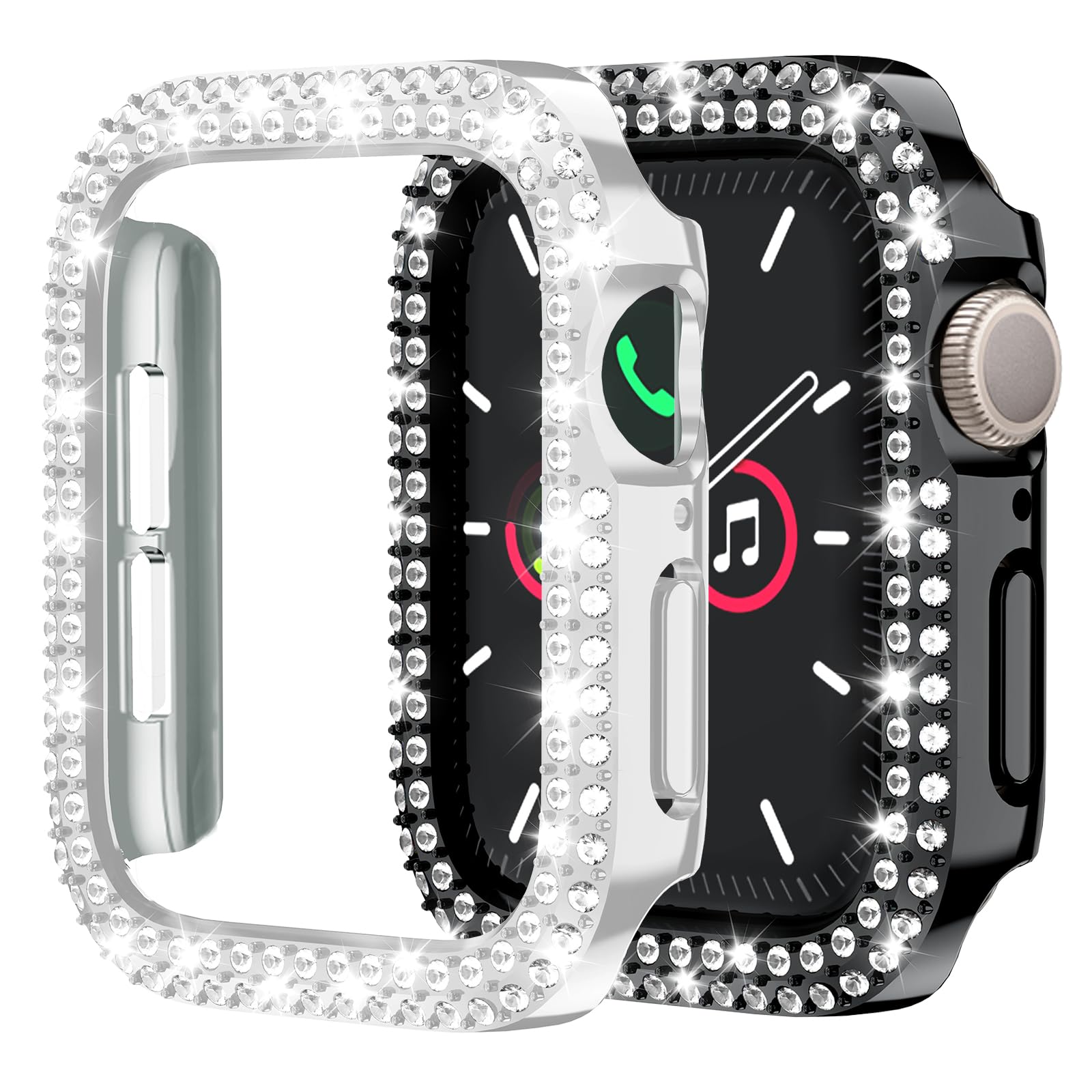 Jaroco 2 Pack [No Screen Protector] Bling Bumper Case for Apple Watch Series 10 42mm, Women Glitter Diamond Rhineston Bumper Cover Protector for