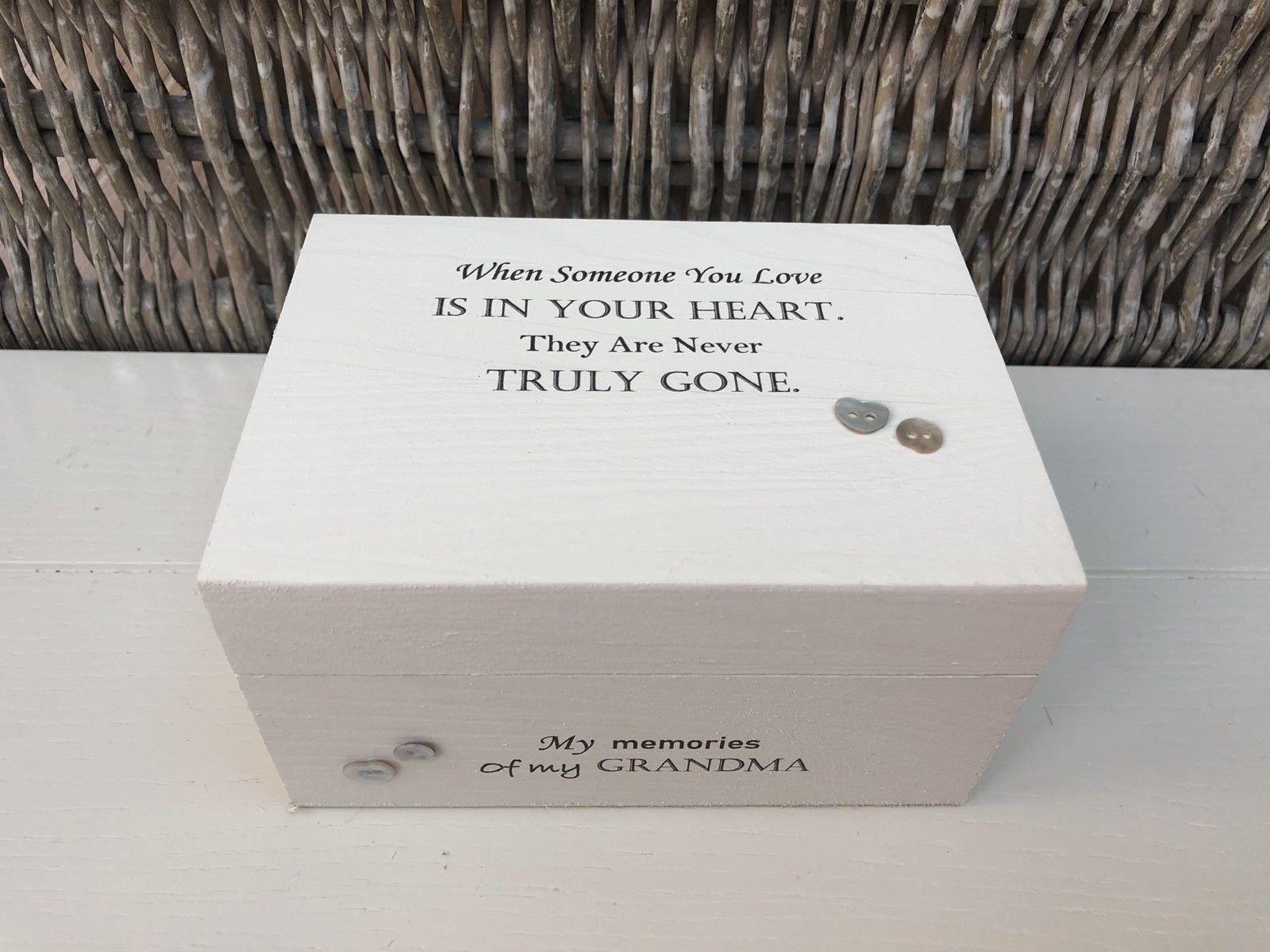Shabby Chic Style Special Memory Box BEREAVEMENT in memory of A Grandma ~ GRANDAD Nana Nanny Nanna Granny Gran Nan ~ or any loved one/any name, Sentimental gift Personalised Trinket MEMORYBox