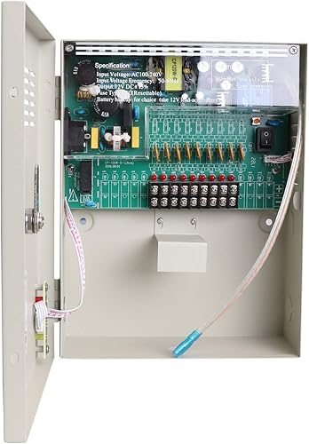 Xenocam 9 canales 9 vías 12V 5Amp DC gabinete de metal en caja regulada unidad de fuente de alimentación con enlace de batería de respaldo para