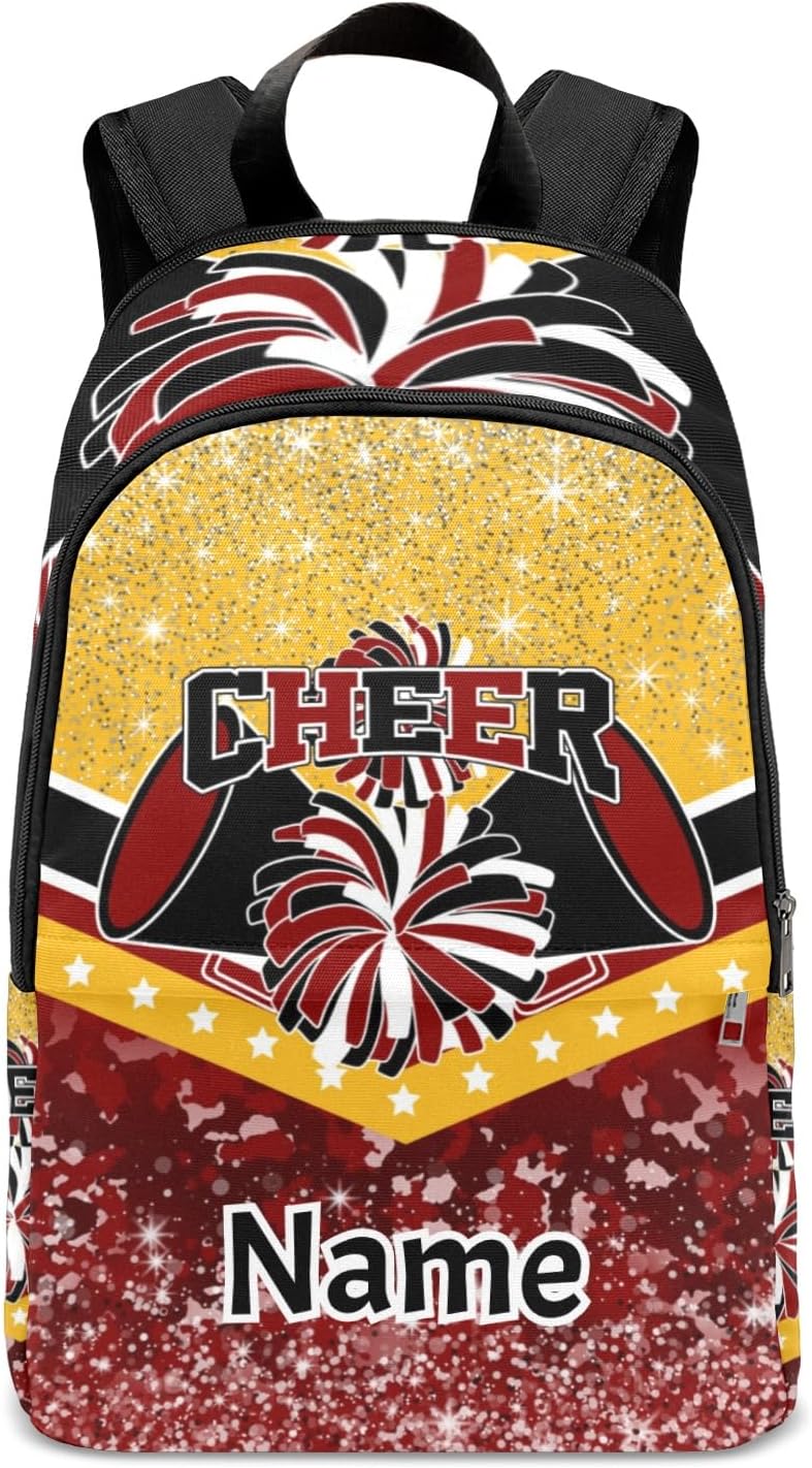 Cheer Red Gold Cheerleader Waterproof Backpack Sport Shoulder Bag for Men Women Gift