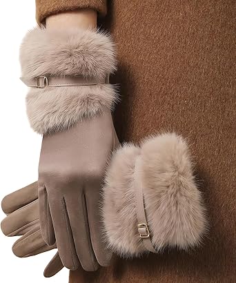 Winter Gloves for Women - Warm Winter Gloves with touchscreen fingers, Suede Gloves Women for Cold Weather