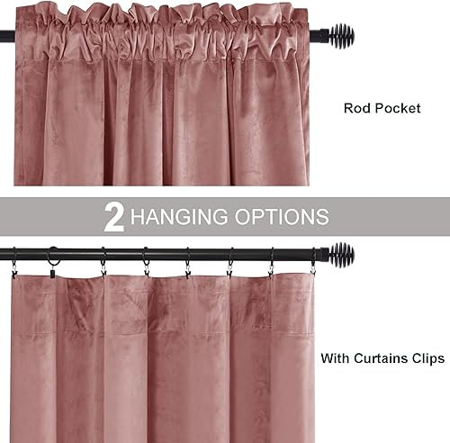 Miniatura 7 de JIUZHEN Paneles de cortinas de terciopelo suaves y retro, opacas de terciopelo para dormitorio, elegantes cortinas de oscurecimiento de la