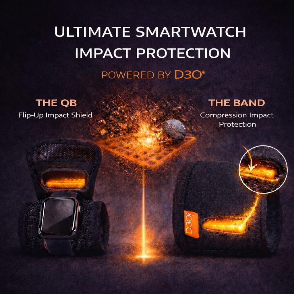 Impact Band™ Smartwatch Protection with D3O® Impact Material – Shock-Absorbing Wristband & Case Alternative for Apple Watch (Up to 49mm), Garmin & Most Smartwatches