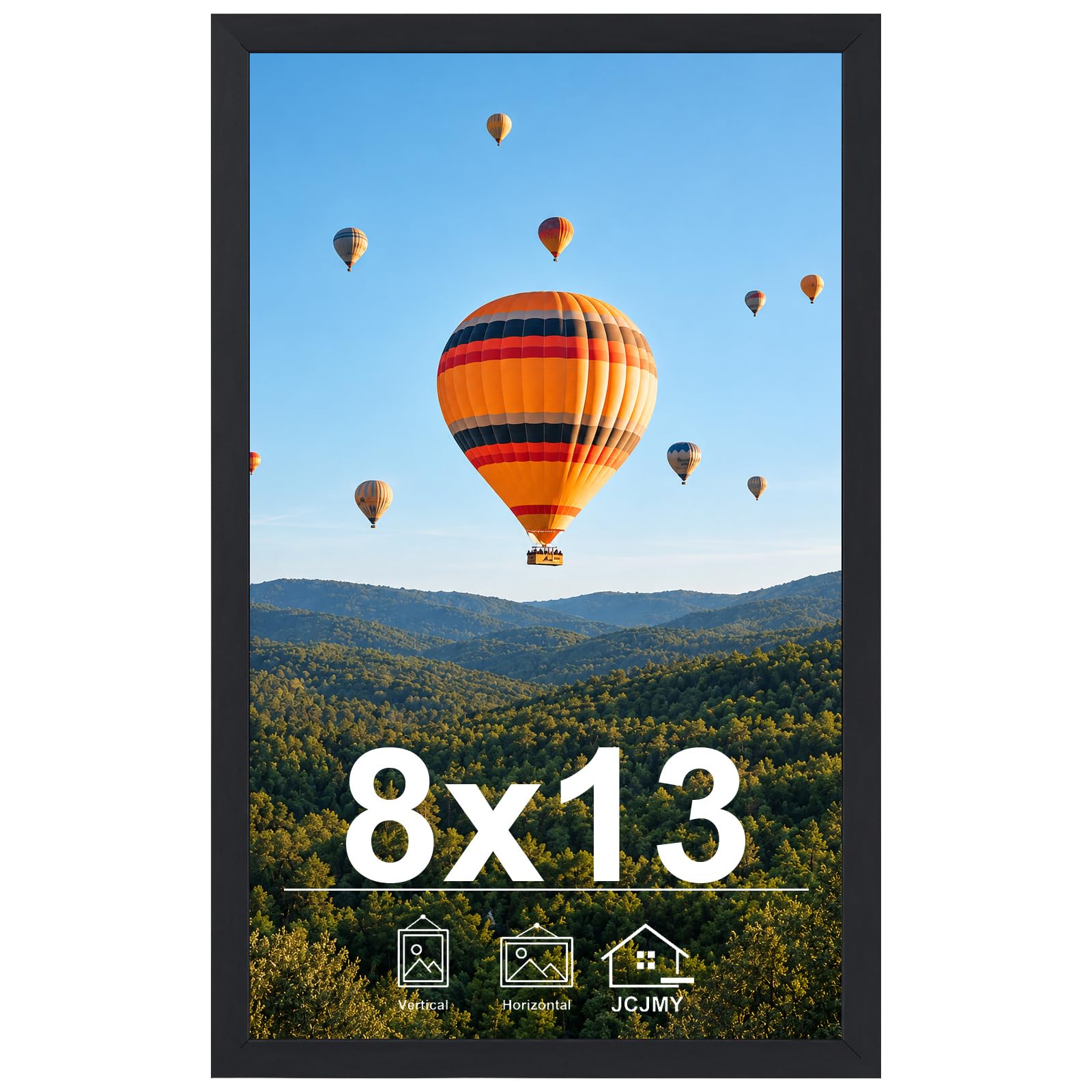 Photo 1 of JCJMY 8x13 Picture Frame Black for Wall Hanging or Tabletop, Wall Mounting Horizontally or Vertically, 8 x 13 Wall Gallery Poster Photo Frame with Shatter Resistant Plexiglass, Black