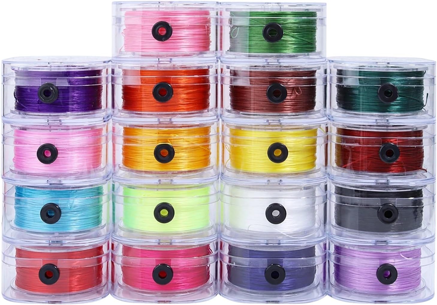 10Roll String for Bracelets 0.8mm Strong Elastic Beading Cord Colorful Flat Rope Thread for DIY Jewelry Making 90M/Roll(Light Blue)