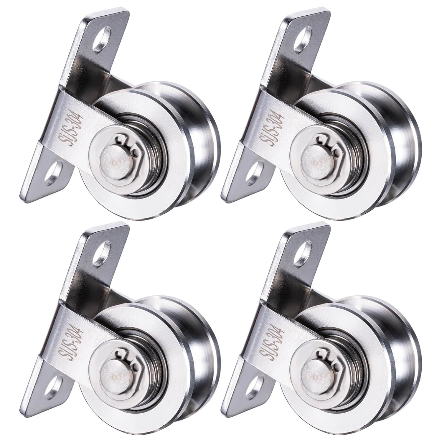 Cable Pulley 30mm Wheel Wall Mount, Bearings Inside, Stainless Steel Rope Pulley for Pulley System, Sliding Gate 4Pack
