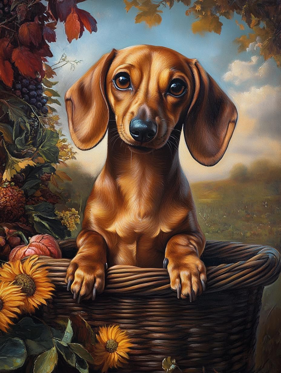 FanZheZhe 11Ct Cross Stitch Kits，Count Counted Stamped Pre Printed Cross Stitch Embroidery Kits for Adults Beginners Starter Advanced Easy Crossstitch Dachshund 11Ct50X70Cm