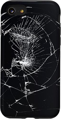 Vista 46 de iPhone 12/12 Pro - Funda negra con diseño roto falso, disuasorio de robo