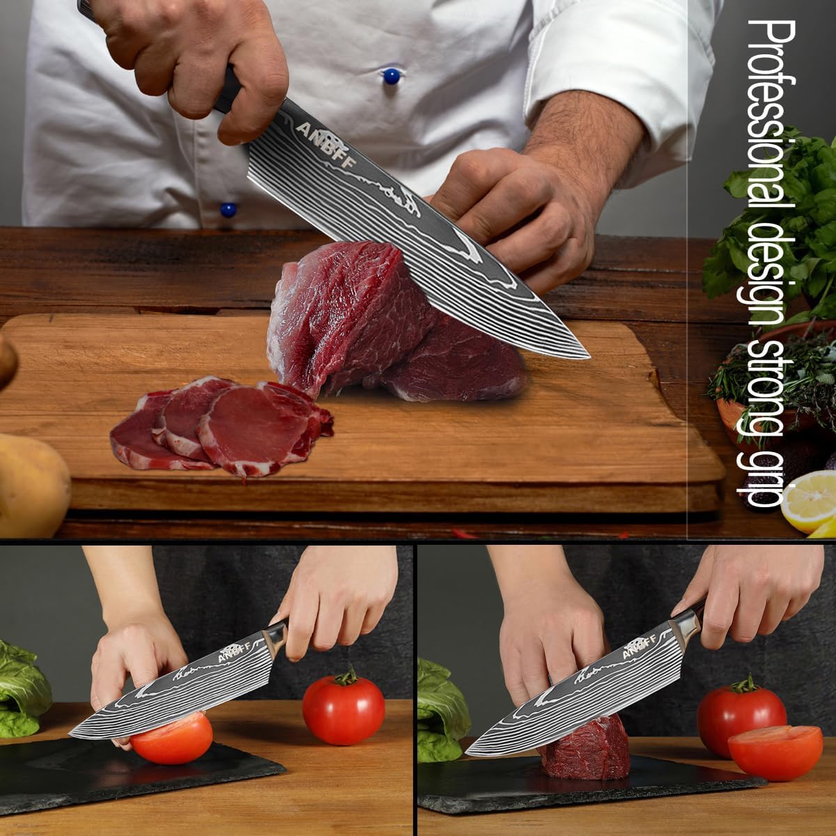 Chef Knife, 8 inch Professional Chef's Knives, Ultra Sharp Japanese Kitchen Knife, Forged High Carbon Stainless Steel Cooking knives with Ergonomic Handle and Gift Box - Image 6