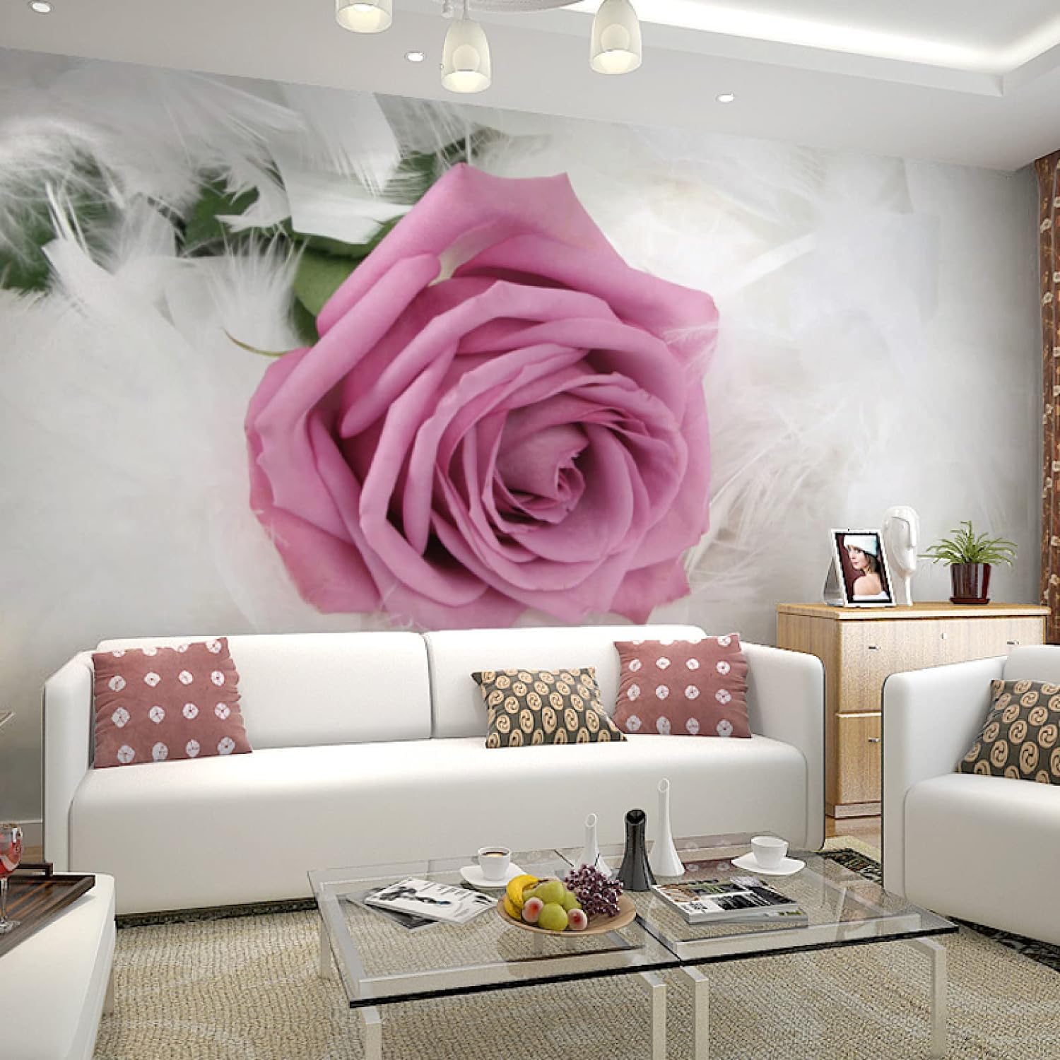 Papier peint mural effet 3D relief pour une décoration de salon élégante