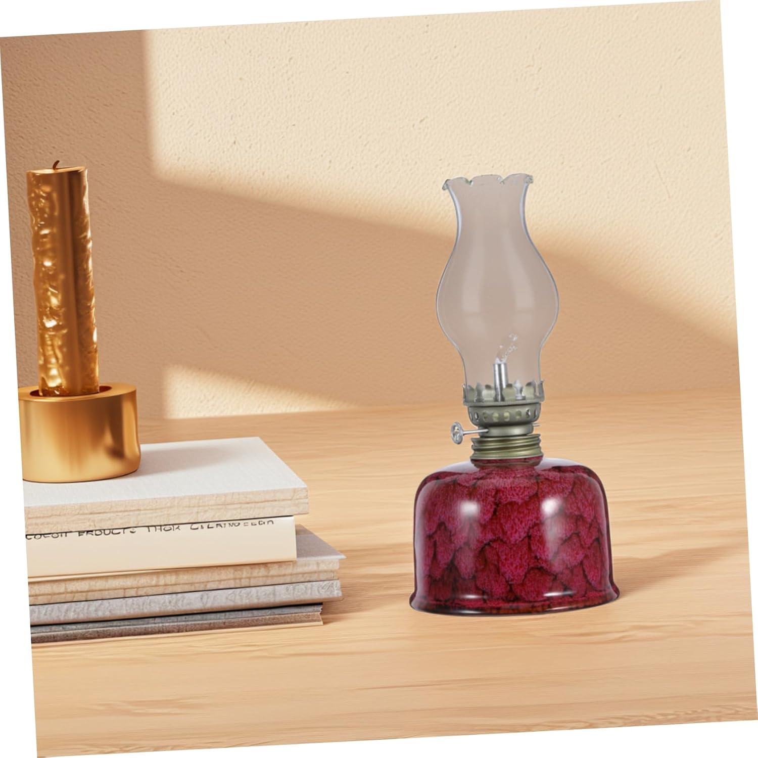 Cabilock Vintage Kerosene Oil Lamp Chimney Holder Retro Ceramic Lantern for Home Decor Indoor Lighting for Creating Warm Atmosphere