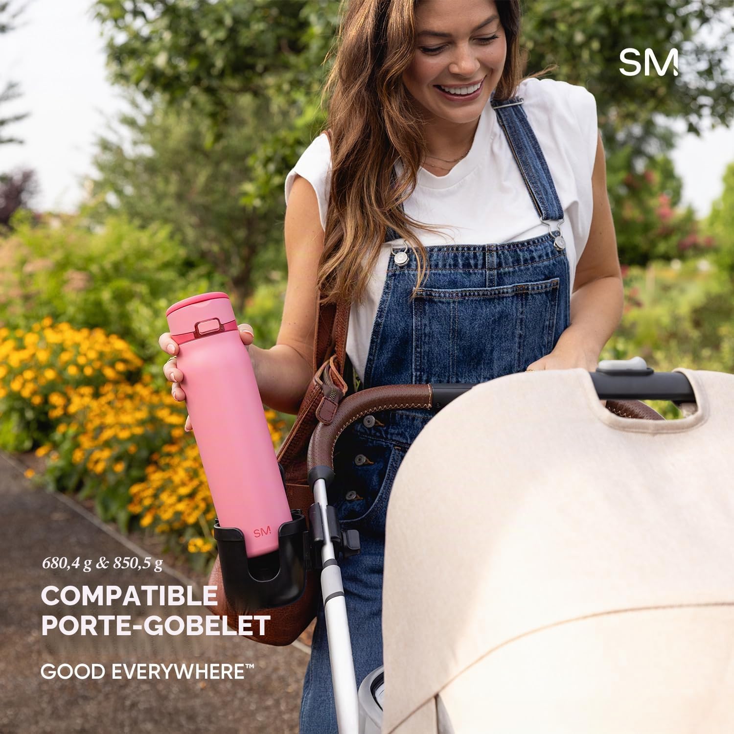 Gourde Simple Modern Mesa Loop avec paille | Bouteilles isothermes en acier inoxydable compatibles avec les porte-gobelets pour les voyages, le sport et l’école | 890ml | Cashew