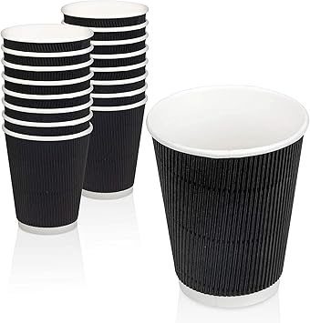 SANWALSA 240 ml (Black 8 Oz)- Pack of 25-Piece, Paper Disposable Coffee/Tea Ripple Cup,Hot & Cold Beverage