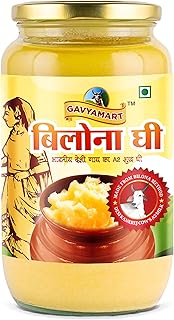 Ghee in Pantry, 100% Pure Kankrej A2 Cow Desi Ghee - Made Using Traditional Bilona Method Ghee 1 Litre - Glass Ghee jar Pack Non GMO - A2 Ghee Cow Organic 1000ml