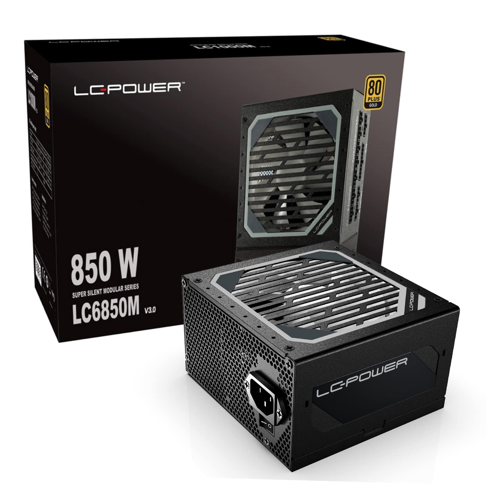 LC POWER LC6850M V3.0 Alimentatore 850W, certificato 80 Plus Gold, ATX 3.0 100% modulare, supporto PCIe 5.0, cavi piatti(LC6850M-V3.0| 80 Plus Gold)