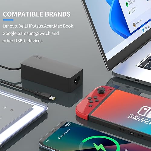 Miniatura 6 de Nuevo cargador de CA apto para Lenovo Thinkpad T470 T470S T480 T480S T490 T490S T495 T495S 20HD 20HE 20JM 20HF 20HG 20JT 65W tipo C cable adaptador