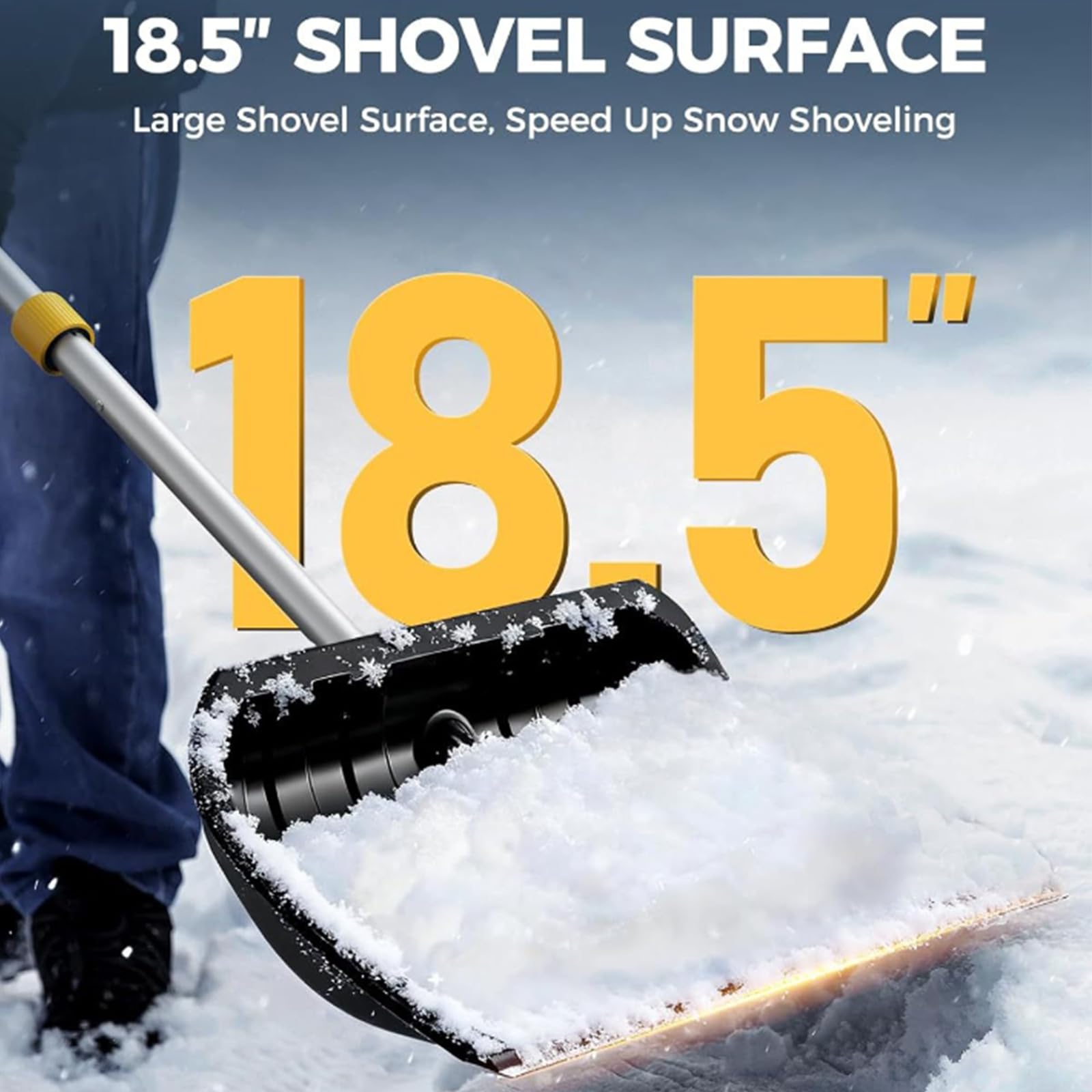 Empujador de nieve ligero desmontable con ideal para escaleras y pala de nieve de viaje