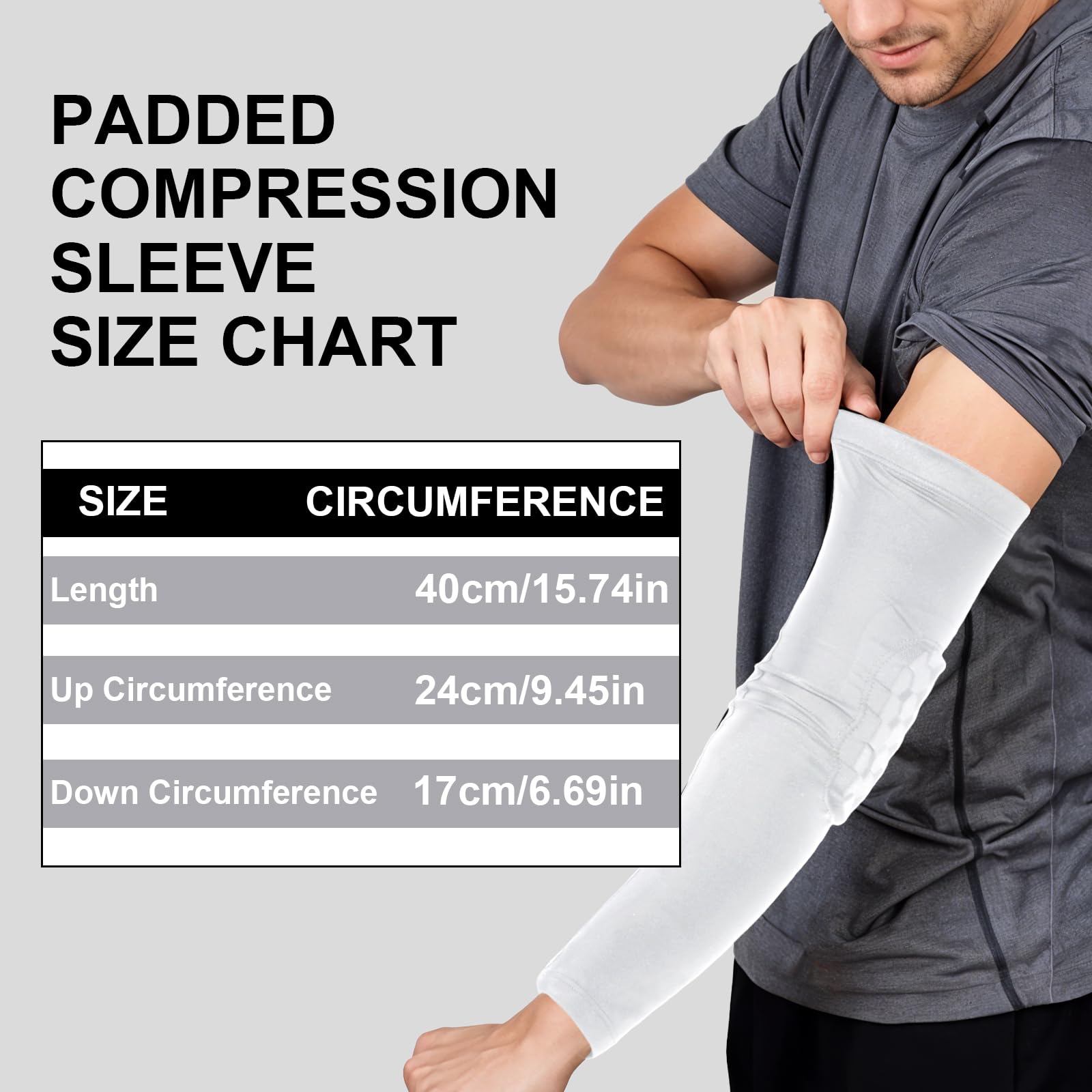 Lot de 2 coudières de volleyball avec coussinets rembourrés et résistants aux chocs - Manchons de bras de compression pour homme et femme - Pour football, football, basket-ball, blanc, M