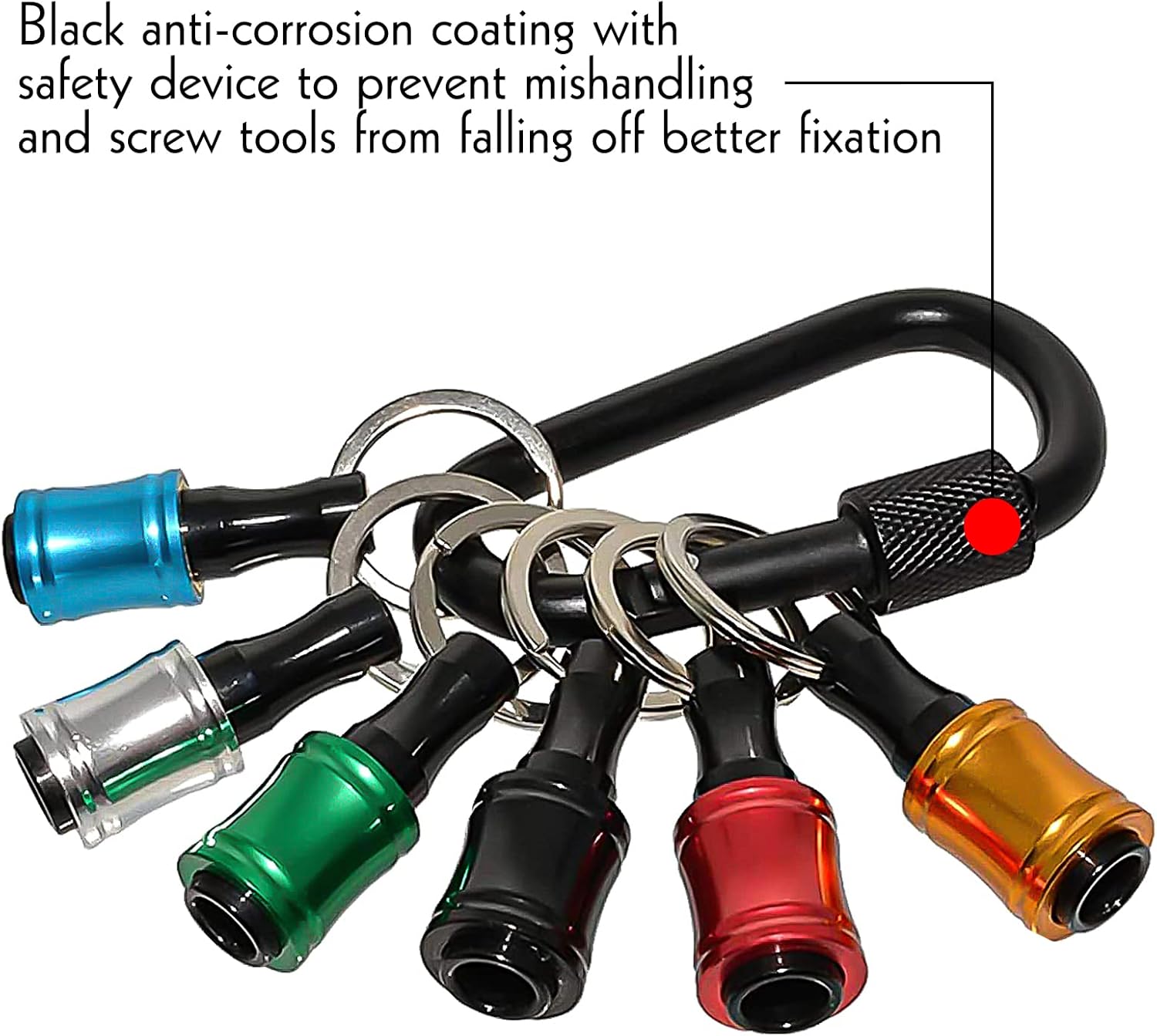 LUEXBOX 1/4 Inch Bit Holder Keychain, Hex Screwdriver Bits Holder Extension Bar, Quick Change Screw Bit Holder for Most Electric, Hand-held Screwdrivers and Drill Bits (A: Multicolored 6pack)