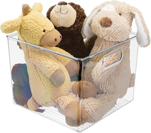 Miniatura 6 de mDesign Cesta organizadora de plástico para el hogar, con asas, para estanterías de muebles en la oficina, armario, dormitorio, cuarto de servicio,