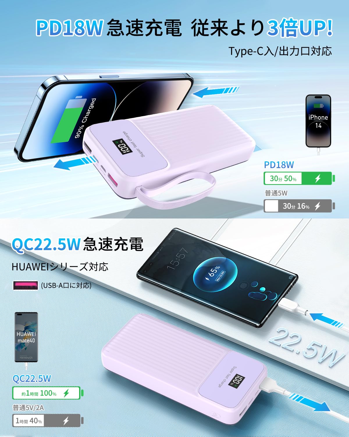 モバイルバッテリー Amazon | モバイルバッテリー 大容量 急速充電【2023新登場
