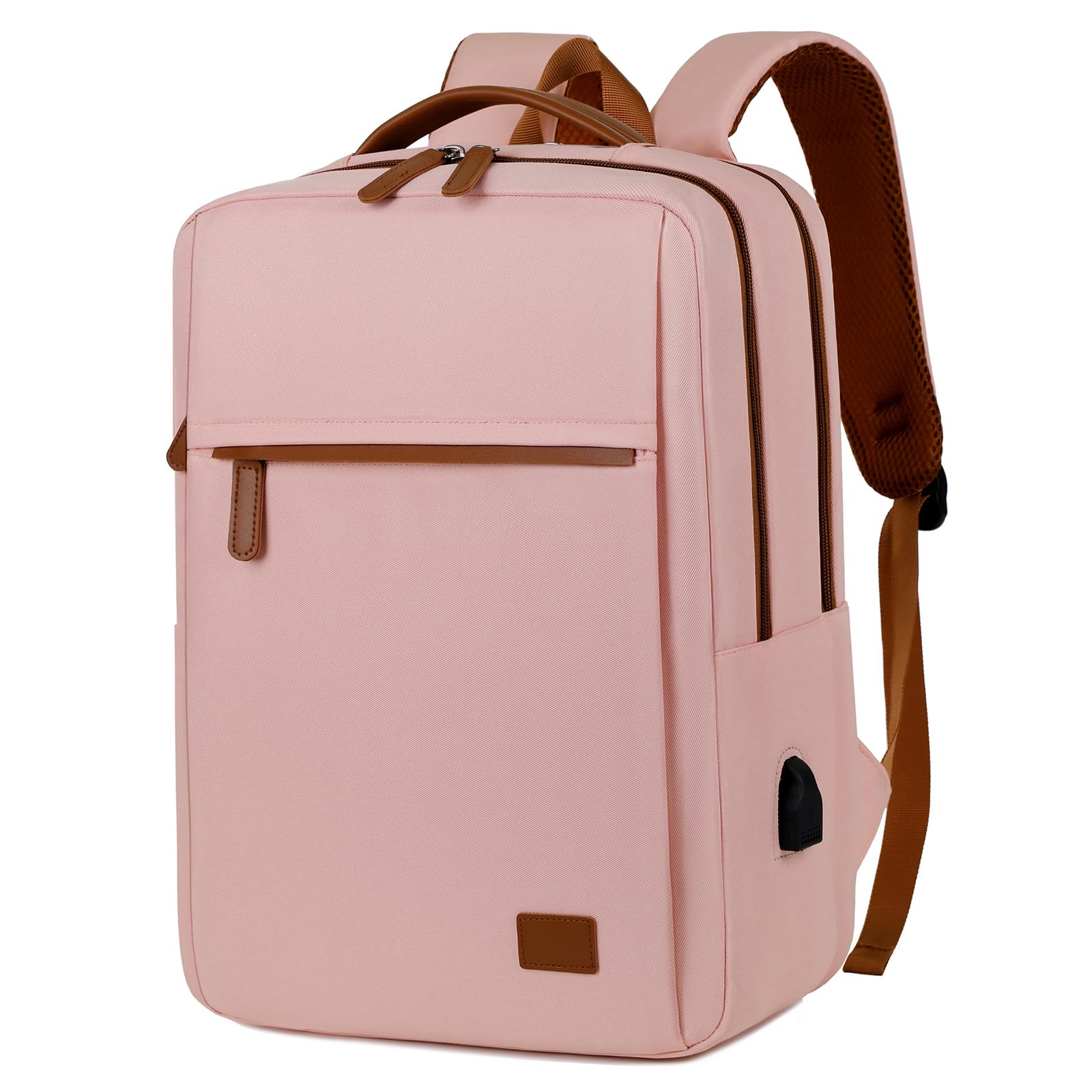 15.6" Zaino Porta PC Uomo Donna, Zaino Computer Laptop Impermeabile, Zainetto da Viaggio Multitasche, Zainetto Lavoro Ufficio per Università, Rosa