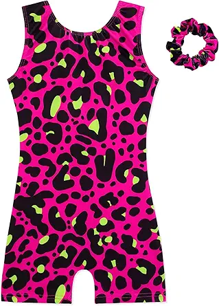 HOZIY Gymnastics Leotards for Girls with Shorts Biketards Dance Tumbling Outfits Matching Scrunchies 1-12 Years Old