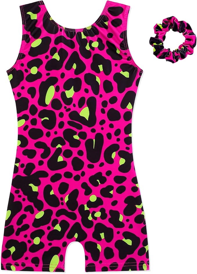 HOZIY Gymnastics Leotards for Girls with Shorts Biketards Dance Tumbling Outfits Matching Scrunchies 1-12 Years Old