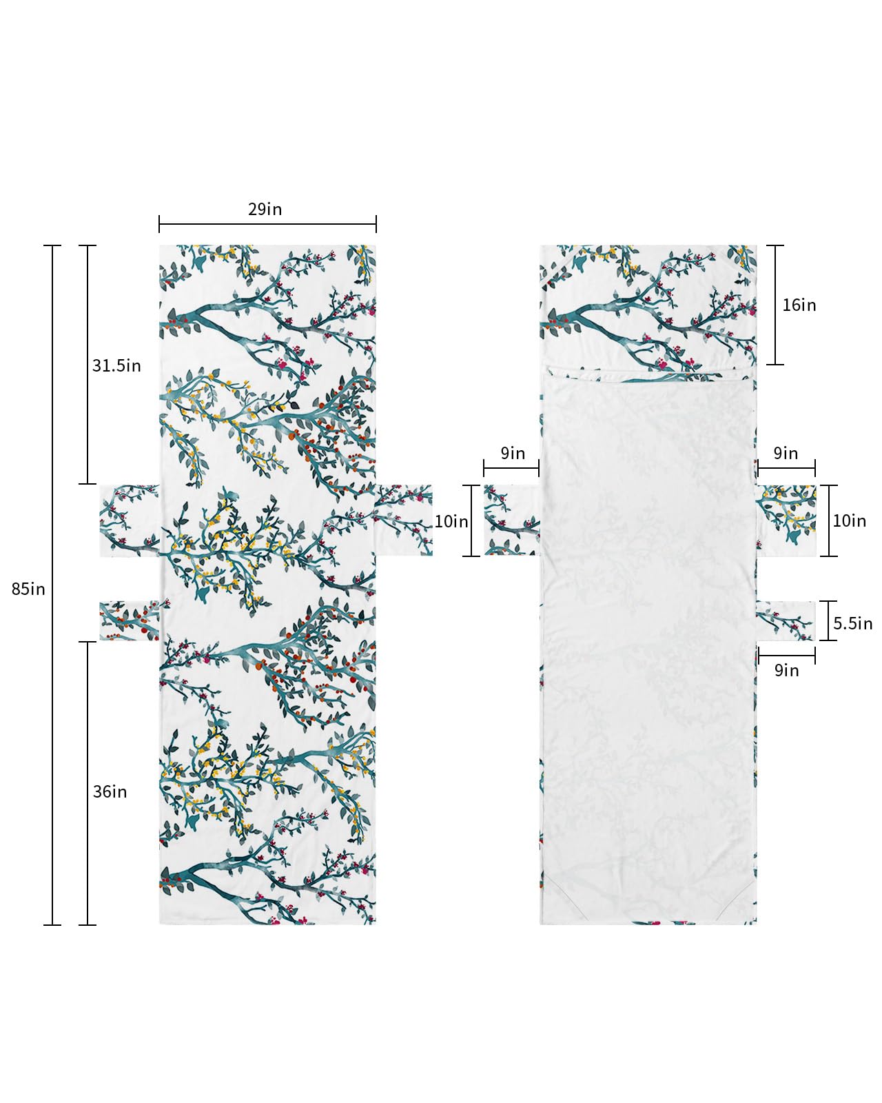 Teal Botanical Beach Lounge Chair Towel Cover, Soft Chaise Lounge Towel with Side Pockets Patio Pool Chairs Cover for Beach/Pool Sunbathing 29x85 Elegant Spring Floral Summer Branches