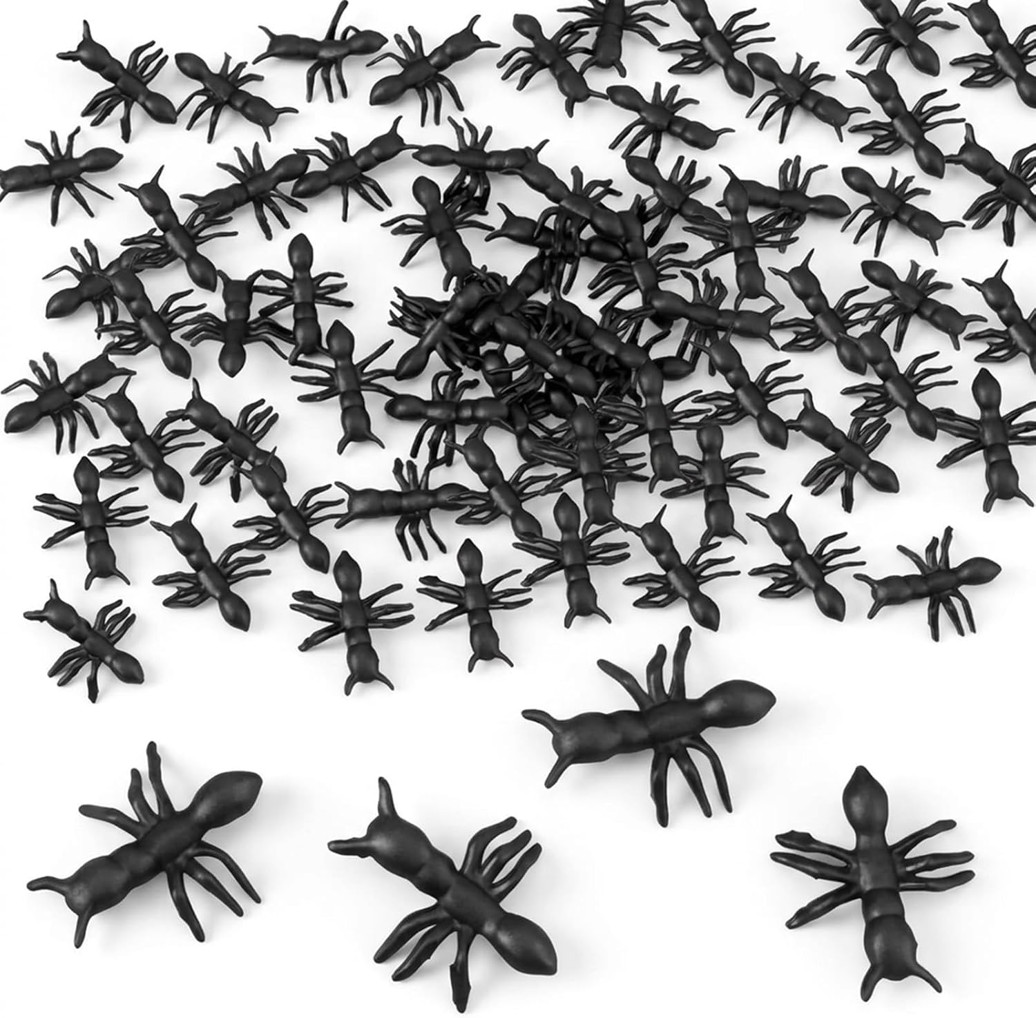 100 Pcs Realistic Fake Plastic Ants, Bulk Black Ants for Halloween Prank & Party Decorations (Black)