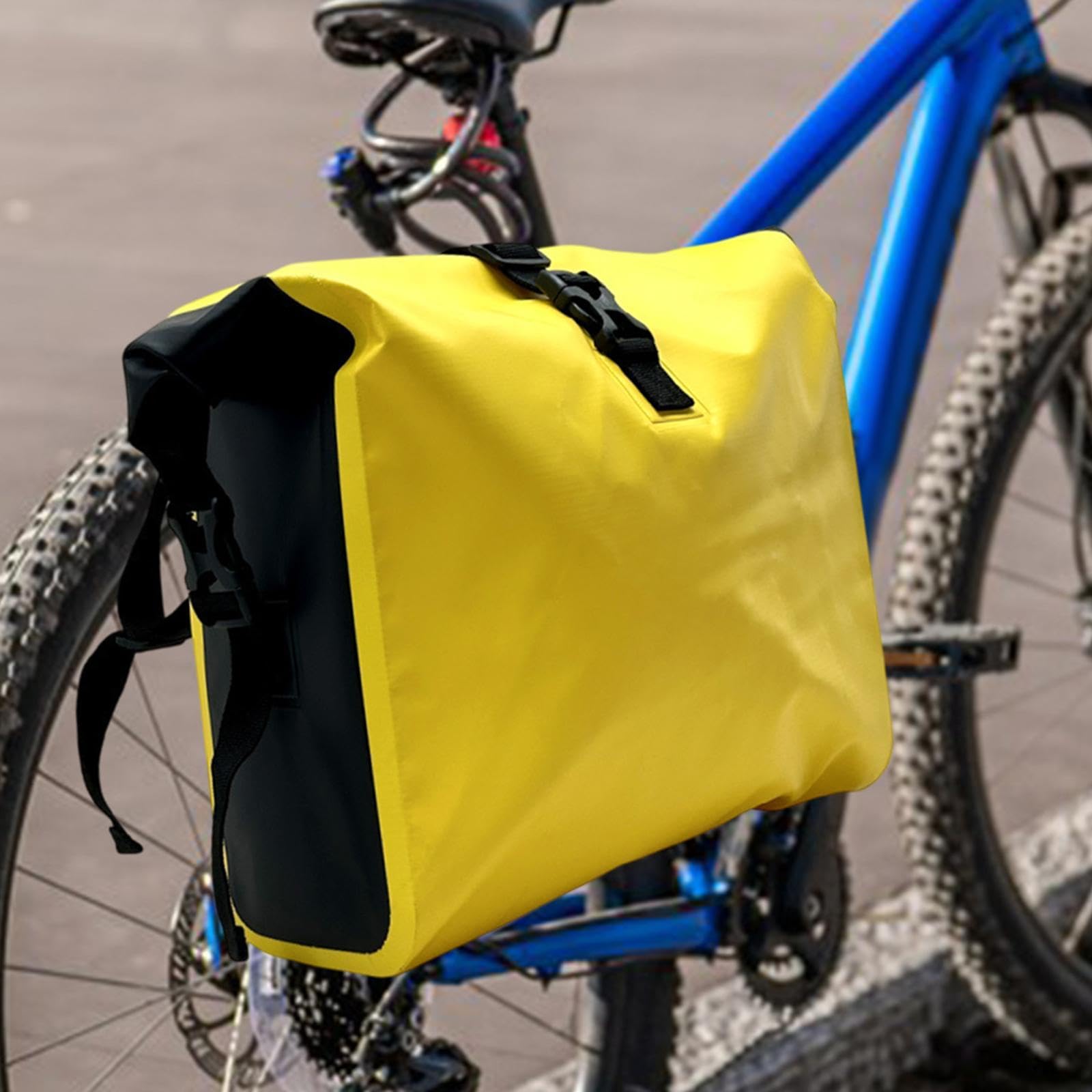 QSTDGVPW Waterproof Bike Pannier Bicycles Rear Rack Bag Saddle Bag Backseat Storage Pouch for Grocery, yellow