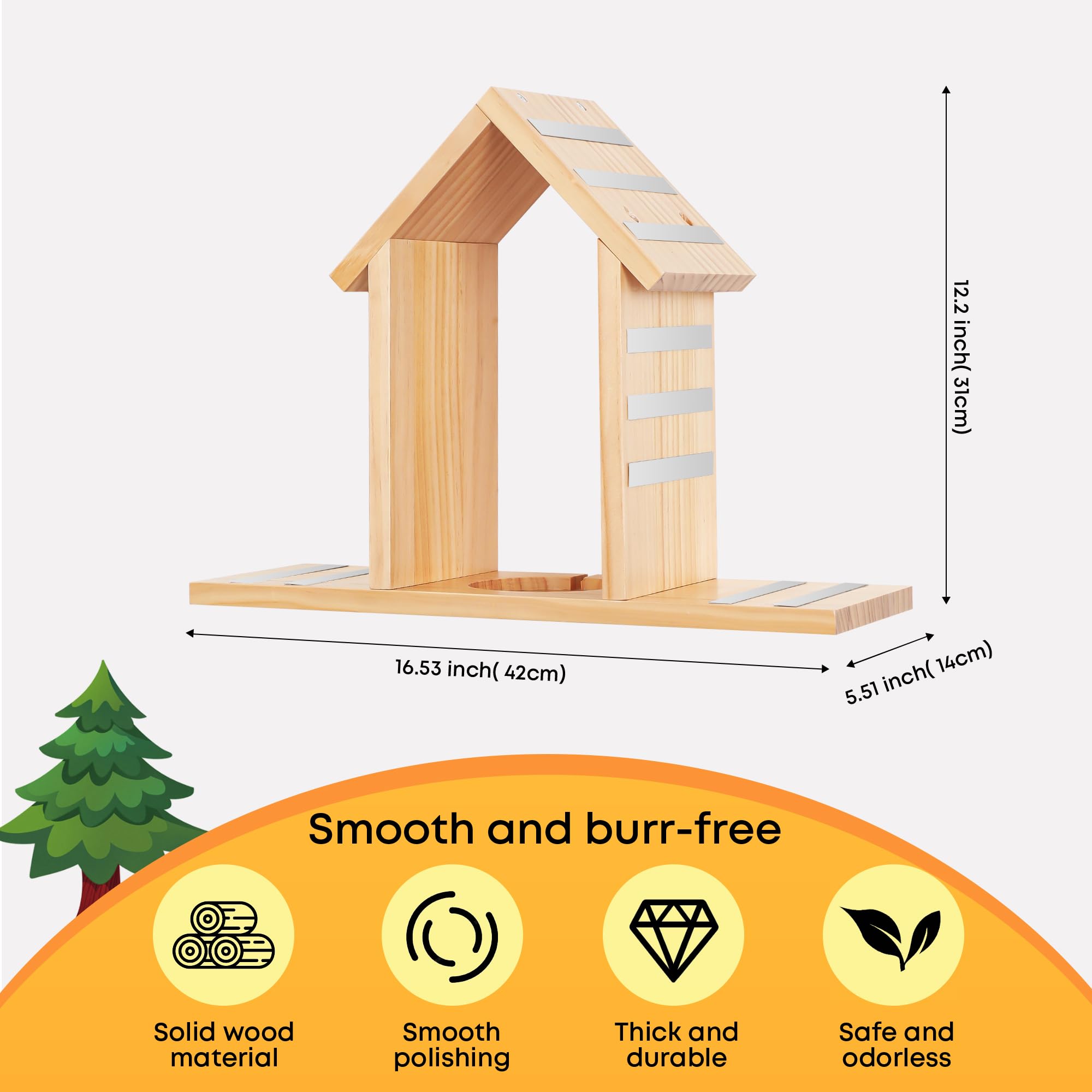 For Tonies Figures Shelf Magnetic,for Toniebox Characters Wall Shelves,for Tonie Audio Toy Figurine Storage Organizer Holder,Compatible Charging Station for Kid's Room,Pine Wood House,Large(Natural) - Image 3
