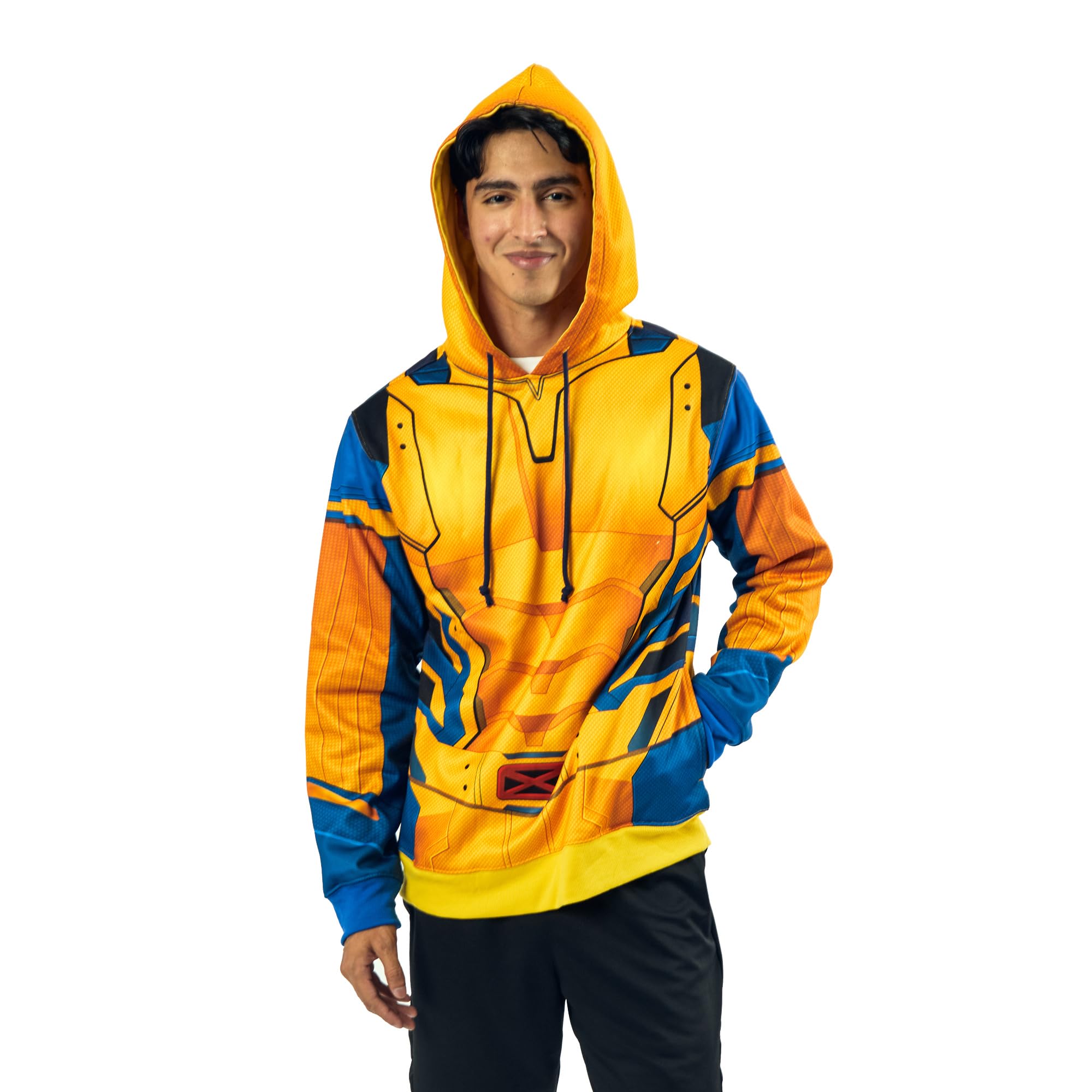 Bioworld Deadpool & Wolverine Wolverine Costume Men’s Cosplay Hoodie, Yellow, L